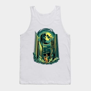 Moon with Astronaute in the city Tank Top